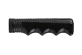 Side view of a black plastic injection moulded finger-nubbed and ribbed grip handle.