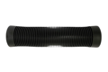 Side view of a black finned, ribbed injection moulded rubber grip.