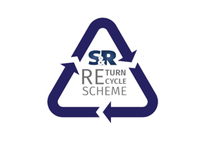 Adaptation of the recycling logo triangle to represent the sinclair and rush return and recycle scheme.