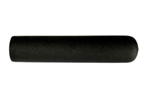Side profile of a round, black, textured PVC straight-sided grip.