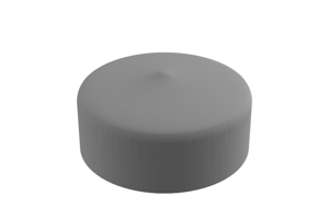 Angled front-top view of a round, grey, flexible PVC dip moulded pole cap.