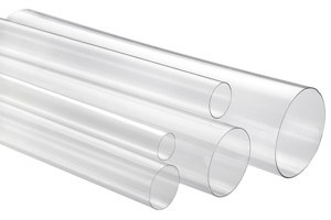 Clear open-ended tubes running from left to right. Open clear plastic tubes with thin wall thickness.
