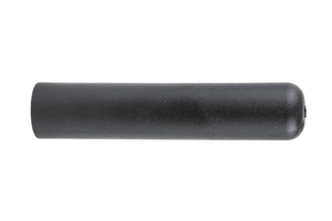 Side view of a black textured plastic straight sided industrial hand grip.