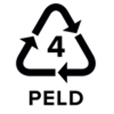 Triangular logo showing recycling code 4 with PELD in text.