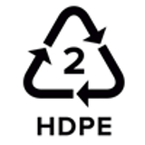 Triangular logo showing recycling code 2 with HDPE in text