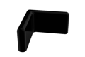 Angled front-top view of a black, flexible PVC dip moulded angle cap.