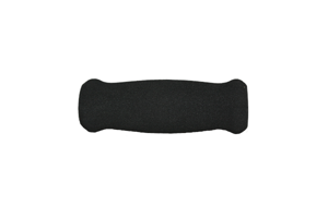 Side view of a black foam textured grip that has a slight flange on both ends.
