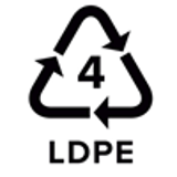 Triangular logo showing recycling code 4 with LDPE in text.