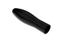 Angled view of a black, flexible dip moulded, gloss PVC bulbous grip.