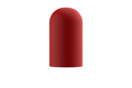 Side view of a round, red, silicone injection moulded protective cap.