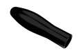 Angled view of a black, flexible dip moulded, glossy PVC bulbous handgrip.