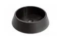 Angled view of an injection moulded black heavy duty plastic castor cup.
