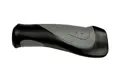 Side view of a black and grey rubber injection moulded handle grip.