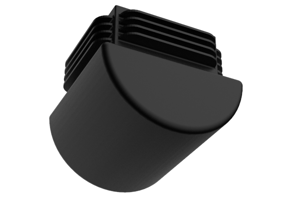 Render of domed, square tube insert foot made from plastic.