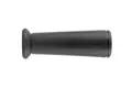 Side view of a black textured plastic handle-grip that tapers out to the closed end.