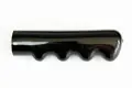 Side profile of a black, glossy PVC finger-nubbed handle grip.