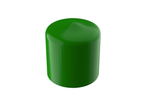Angled front-top view of a round, green, flexible PVC dip moulded protective cap.