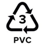 Triangular logo showing recycling code 3 with PVC in text.