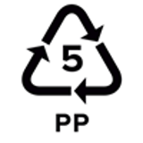 Triangular logo showing recycling code 5 with PP in text.