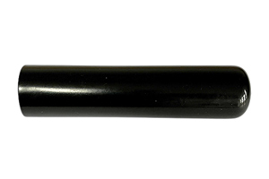 Sideways view of a round, black, flexible PVC dip moulded straight-sided grip.