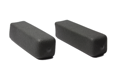Angled view of two black, flexible textured PVC dip moulded square grips.